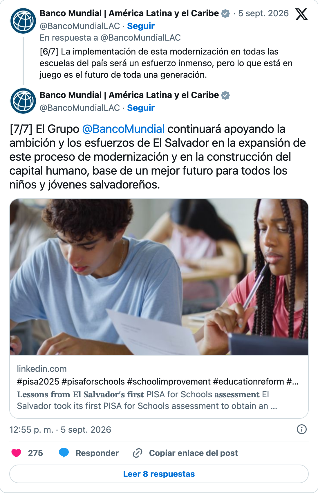 Hilo oficial del Banco Mundial